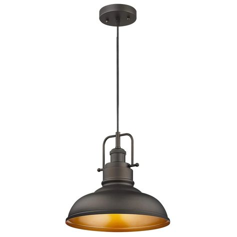 1-Light Industrial Farmhouse Single Dome Pendant Light Oil Rubbed Bronze Finish - On Sale - Bed Bath & Beyond - 31951283 Hanging Lights Kitchen, Dome Pendant Light, Outdoor Barn Lighting, Kitchen Hanging, Kitchen Lights, Farmhouse Pendant Lighting, Dome Pendant Lighting, Vintage Pendant Lighting, Suspension Vintage