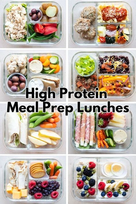 All eight of these lunches are easy to prep and are a good mix of hot meals that reheat well, or cold packed lunches you can eat on the go. Easy, convenient, affordable and healthy, these high protein meal ideas will be added to your regular rotations! Here are eight hot and cold high protein meal prep ideas that are healthy, nourishing and delicious. All are well balanced, lower in calories than takeout, and prioritize protein, fruits and veggies, with plenty of flavor! Low Cal Meal Prep Lunch Ideas, Protein Meal Prep Ideas, High Protein Meal Prep Ideas, High Protein Meal Ideas, Protein Meal Ideas, Prioritize Protein, Affordable Meal Prep, Protein Meal Prep, High Protein Meal