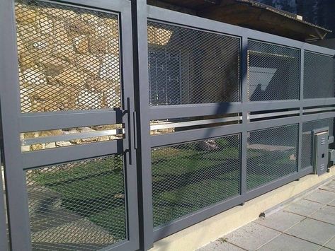 Metal Gates Design, Gate Wall Design, Aluminium Gates, Front Gate Design, Patio Inspiration, Steel Gate, Wood Projects That Sell, House Gate Design, Sliding Gate