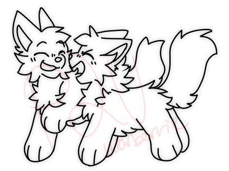 Warrior Cat Couple Base, Animal Art Base, Couple Bases, Dog Base, Couple Base, Romantic Animals, Wolf Base, Wolf Sketch, Drawing Bases