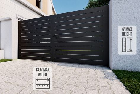 Shop - Alumission Side Yard Gate, Front Gate Ideas, Sliding Gate Ideas, Property Entrance, Farmhouse Fence, Unique Fence Ideas, Iron Gates Driveway, Outdoor Patio Pavers, Modern Fencing