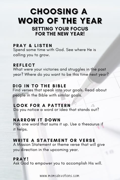 Are you a New Year’s Resolution maker? Do you make yourself a promise at the beginning of each year and hope you'll stick to it? That used to be me. Recently I adopted the “Word of the Year” approach instead. Spending the year focusing on one word that sums up my goals is empowering. It is about not just changing my behavior; but changing my mindset. Read more about the process I use to choose my Word of the Year. Our Hope Is Not In The New Year But, Godly New Years Resolution, Word For The New Year Ideas, Focus Words For 2023, New Year Resolution Ideas Christian, Get Ready For The New Year, New Years Resolution List Christian, New Years Scripture Quotes, 2024 Godly Goals