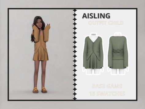 Aisling - Outfit Child - The Sims 4 Download - SimsFinds.com Clarity Sims, Ts4 Patreon, Sims 4 Download, Sims 4 Children, The Sims 4 Download, Toddler Christmas, Maxis Match, Clothes Horse, 4 Kids