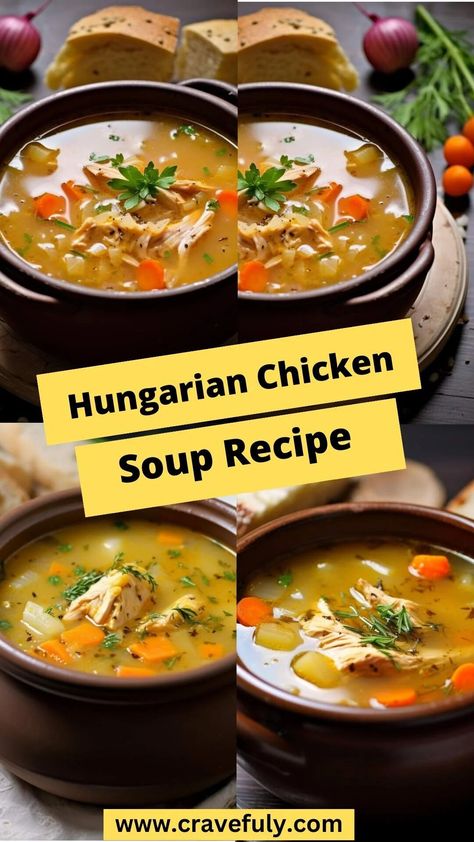 Hungarian Chicken Soup Recipe – Cravefuly Hungarian Chicken Soup, Hungarian Soup Recipes, Hungarian Food Recipes, Hungarian Chicken, Hungarian Cuisine, Oven Vegetables, Chicken Soup Recipe, Sauteed Vegetables, Tender Chicken