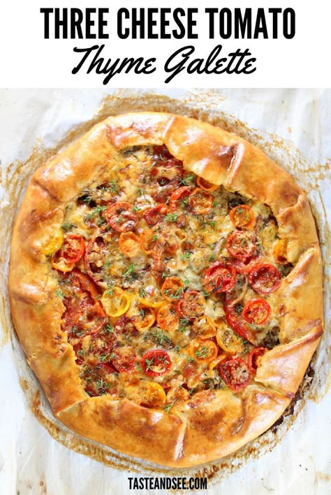 Tomato And Cheese Galette, Tomato Galette Recipe, Galette Crust Recipe, Savory Galette Recipe, Tomato Gallette Recipe, Gallete Recipe, Galette Recipe Savory, Galette Recipes, Cheese Galette