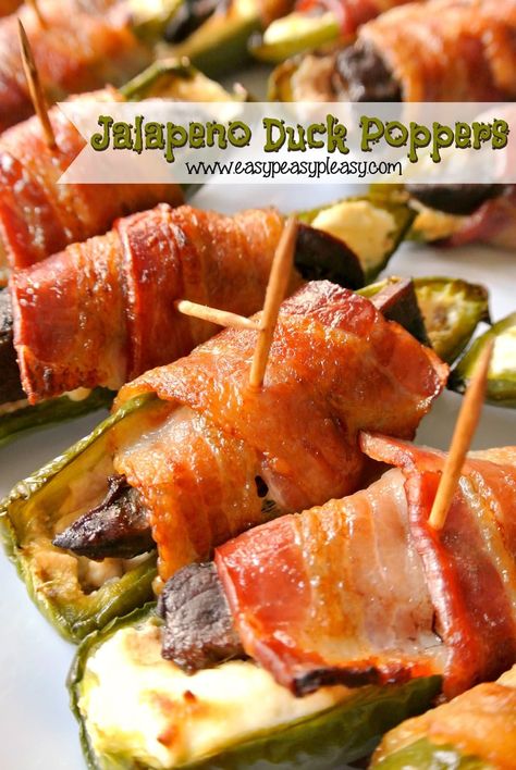 Duck Poppers, Wild Duck Recipes, Duck Breast Recipe, Dove Season, Camp Recipes, Duck Recipe, Poppers Recipe, Classic Appetizers, Stuffed Jalapenos With Bacon