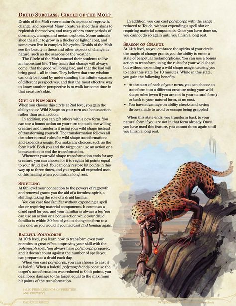 The Circle of the Molt (Druid); Give Wild Shape to Allies — DND Unleashed: A Homebrew Expansion for 5th Edition Dungeons and Dragons Dnd Druid Subclasses, Dnd Wild Shape, Druid Circle, Shape Transformation, Plant Creatures, Dnd Subclasses, Homebrew Classes, Dnd Druid, Wild Shape