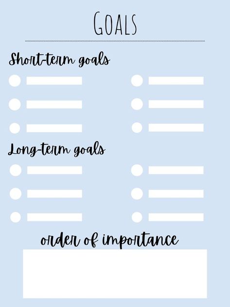 Short And Long Term Goals, Goals Chart, Goal Template, Goal Setting Template, Goals Template, Short Term Goals, Long Term Goals, Planner Sheets, Goal Setting