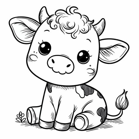 A black and white drawing of a cow with a tag that says quot a cow quot | Premium AI-generated vector Simple Cow Drawing, Drawing Of A Cow, Cute Cow Drawing, Cow Drawing, White Drawing, Cute Cow, Painting Inspo, Kids Drawings, A Cow