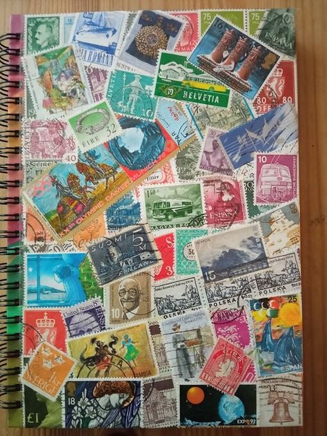 Crafts with old Postage stamps - Postcards & Mail / Mailart, handmade & stationery - Postcrossing Community Postage Stamps Diy, Old Postage Stamps, Postage Stamps Crafts, Postage Stamps Collage, Old Stamps, Postage Stamp Art, Diary Planner, Some Cards, A Craft