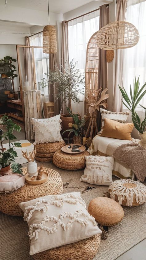 Cheap Boho Decor Ideas, Boho House Interior, Apartment Decorating Living Room, Boho Style Living Room, Cozy Bohemian Living Room, Boho Living Room Apartment, Modern Boho Living Room Decor, Boho Living Room Decor Ideas, Modern Bohemian Living Room