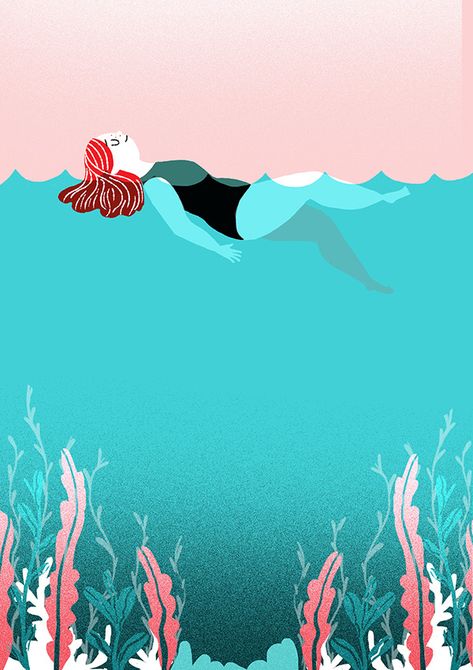 Floating Illustration, Woman Swimming, Image Zen, Sea Illustration, Inspirational Illustration, Poster Photo, Woman Art, Love Illustration, Art And Illustration