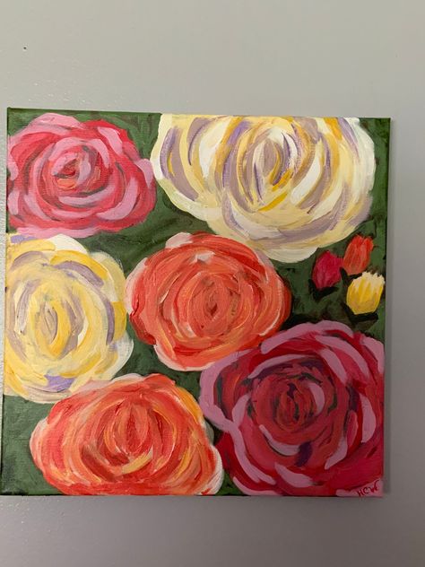 Flowers For Garden, Acrylic Painting Colorful, Teen Girl Room Decor, Rose Orange, Garden Lovers, Rose Painting, Girls Room Decor, Yellow Roses, Art Original