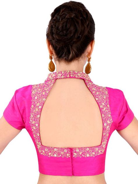 Blouse Designs For Back, Saree Bluse, Backless Blouse Designs, Saree Blouse Neck Designs, Raw Silk Saree, Blouse Back Neck Designs, Sari Blouse Designs, Silk Saree Blouse Designs, Saree Blouse Patterns