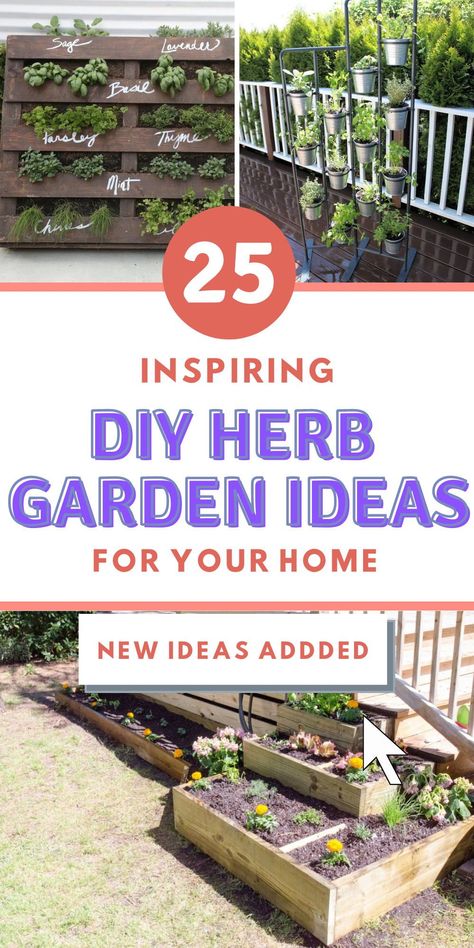 Fresh herbs can make a world of difference to your cooking. That is the reason that so many people have started their own DIY herb garden at home. So here are some clever ideas to have a DIY herb garden outdoor, indoor, & in the kitchen. Click here for more creative DIY herb garden ideas for outdoor, DIY herb garden ideas for indoor, DIY herb garden designs, DIY herb garden in the kitchen. Diy Herb Garden Ideas, Hanging Herb Gardens, Backyard Herb Garden, Raised Herb Garden, Balcony Herb Gardens, Patio Herb Garden, Herb Garden Ideas, Herb Diy, Garden Planters Diy