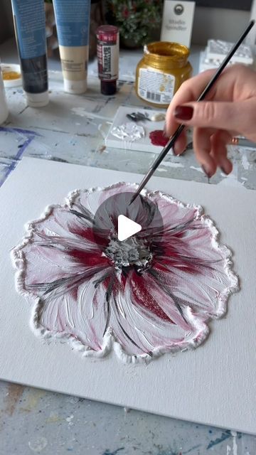 Studio Spindler | Texture Artist on Instagram: "Watch me bring a textured flower to life ! 🌺🎨 #paintingtutorial #CreativeProcess #TextureArtTutorial #flowerart #originalcanvaspainting" Flower Artists Gcse, Plaster Flowers On Canvas, Textured Flowers On Canvas, Paintings Techniques, Painting Techniques Canvas, Texture Art Projects, Textured Flower Painting, Texture Painting Techniques, Pour Painting Techniques