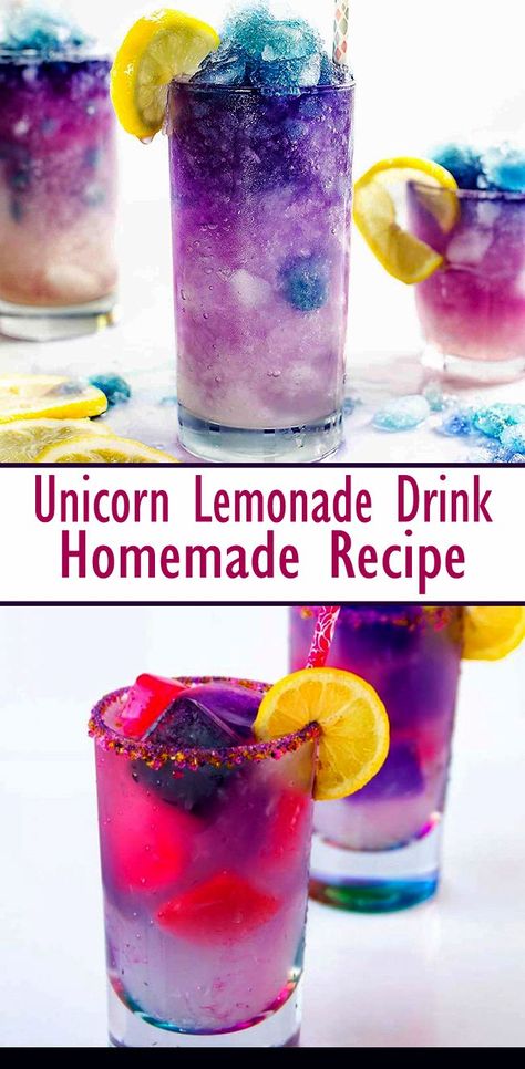 Kids Party Drink, Easy Beverages, Unicorn Lemonade, Kids Drinks Party, Unicorn Drink, Beverages Recipes, Fresh Drink, Birthday Party Drinks, Lemonade Drink