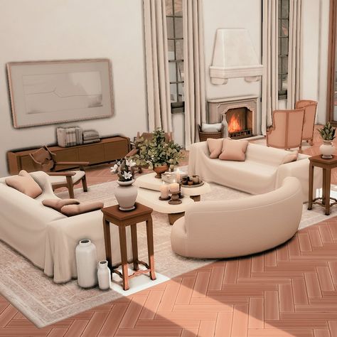 Sims 4 Cc Beige Furniture, Sims 4 Cottage Furniture, Cc Living Room Sims 4, Sims 4 Aesthetic Apartment, Sims4 Living Room Ideas, Sims Cc Living Room, Sims Living Room Cc, Sims Kitchen Ideas, Sims Living Room Ideas