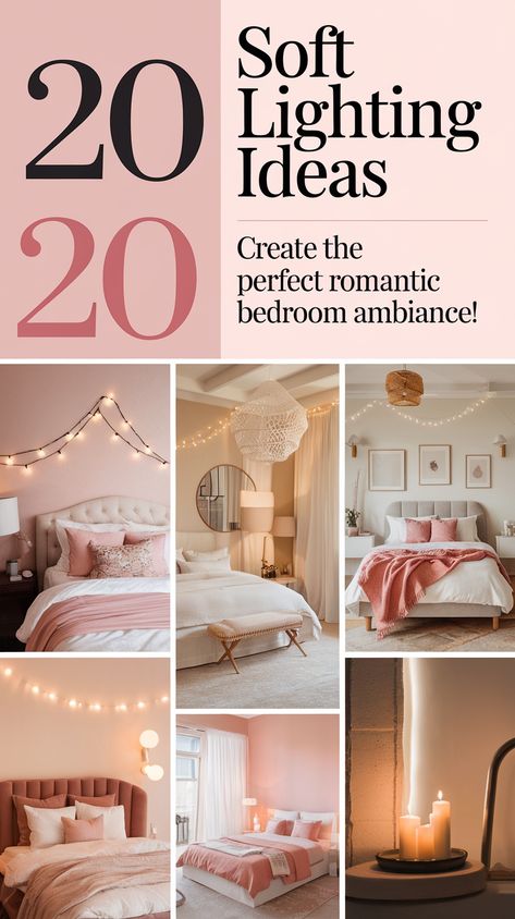 20 Soft Lighting Ideas to Create the Perfect Romantic Bedroom Ambiance! Soft Lighting Ideas, Lighting Ideas For Bedroom, Budget Friendly Lighting, Layered Lighting, Hanging String Lights, Urban Kitchen, Luxury Packaging Design, Lighting Tips, Bedroom Ambiance