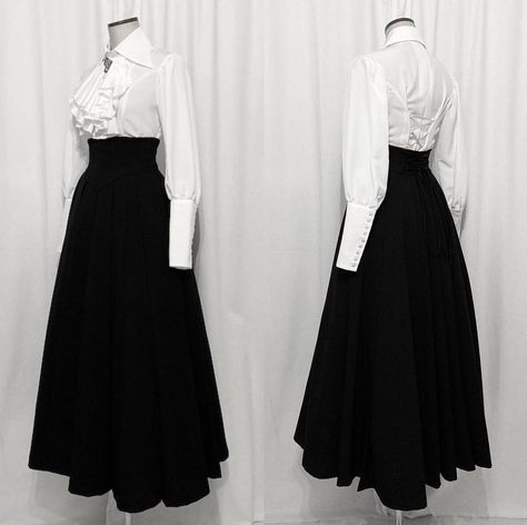 Dark Fashion Summer, Dark Feminine Aesthetic Clothes, Victorian Oc Art, Simple Victorian Dress, Casual Victorian Outfits, 1900s Outfits, Victorian Clothing Women, Black Victorian Dress, 1800s Fashion