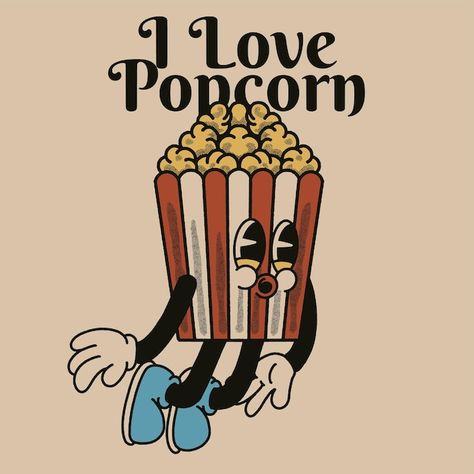 Popcorn Painting, Popcorn Tattoo, Popcorn Character, Popcorn Paint, Popcorn Vector, Popcorn Drawing, Popcorn Illustration, Popcorn Graphic, Cartoon Popcorn