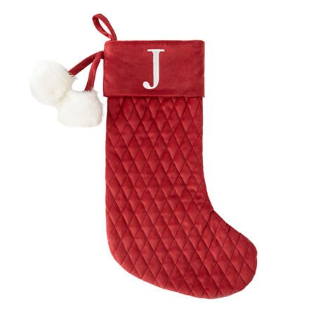 Add a special personalized touch to stocking displays for the holidays with this North Pole Trading Co. monogram style. Made from plush quilted velvet with faux fur pom poms, it also features your choice of an embroidered monogrammable initial. Features: MonogrammedUse: IndoorMeasurements: .5 Depth/Inches, 11 Width/Inches, 18 Height/InchesWeight (lb.): 0.5 LbBase Material: 100% PolyesterFabric Description: VelvetCare: Spot CleanDecor Styles: ContemporaryCountry of Origin: Imported Pottery Barn Stockings, Birthday Elf, Monogram Christmas Stocking, Cross Stitch Christmas Stockings, Pumpkin Outfit, Quilted Velvet, Stockings Christmas, Red Stockings, Christmas Monogram