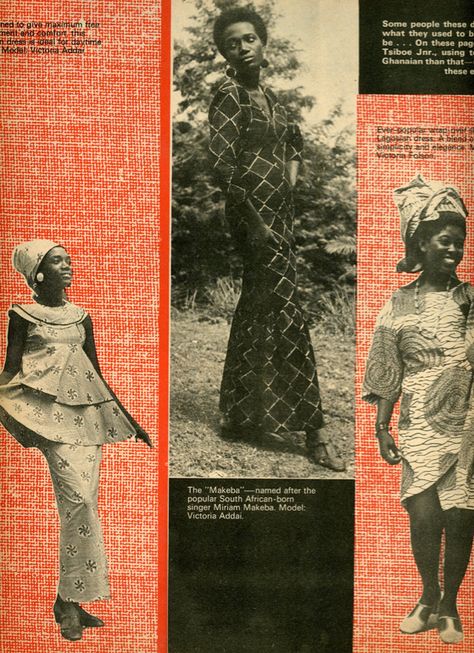 Ghanaian styles in the 1960s from Drum magazine. 70s Black Women, Drum Magazine, 1960’s Fashion, Black Photos, Black Magazine, Kente Styles, Vintage Black Glamour, African Textiles, African Clothing Styles