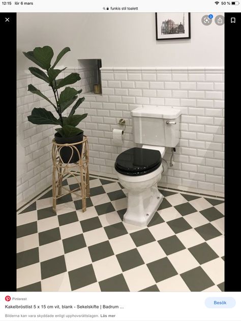 Bathroom White And Green, Metro Tiles Bathroom, Checkered Floor, Vintage Bathroom Tile, Victorian Floor, Metro Tiles, Bad Inspiration, Toilet Design, Bathroom Inspiration Decor