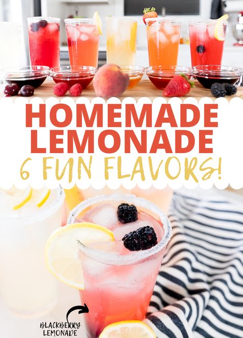 Fresh Fruit Lemonade, Fruit Lemonade Recipes, Lemonade With Fruit, Fancy Lemonade, Fruit Lemonade, Easy Lemonade Recipe, Strawberry Basil Lemonade, Cook Ideas, Flavored Lemonade