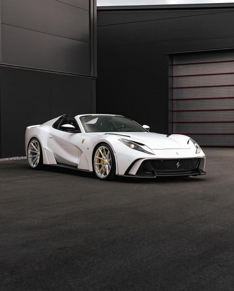 Ferrari 812 GTS painted in Bianco w/ a full Novitec N Largo body kit and a set of Vossen x Novitec NF10 wheels finished in brushed gloss clear.   Photo taken by: @novitecgroup on Instagram Ferrari 812 Gts, Ferrari 812, Dream Car, Car Wallpapers, Body Kit, Bathroom Interior Design, Bathroom Interior, Dream Cars, Ferrari