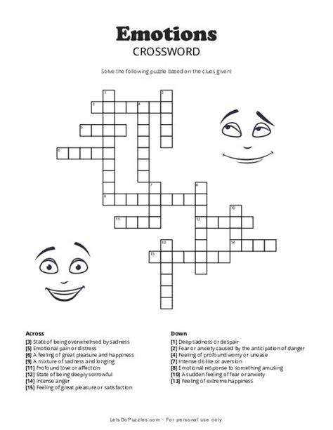 Free Printable Emotions Crossword Puzzle Recovery Group Ideas, Thanksgiving Crossword, Fun Activities With Kids, Emotion Recognition, Adult Activities, Free Mental Health, Activities With Kids, Printable Puzzles, Crossword Puzzles