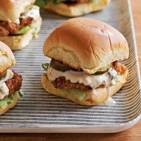 Pretzel-Mustard-Crusted Pork Tenderloin Sliders by Food Network Kitchen Pork Tenderloin Sliders, Tenderloin Sliders, Mustard Pork Tenderloin, Pork Tenderloin Sandwich, Pretzel Crust, Pork Sliders, Food Network Canada, Pork Cutlets, Tenderloin Recipes