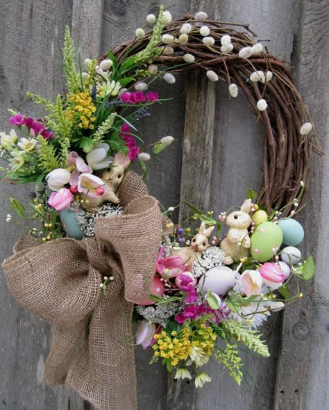 Woodland Easter Bunny Wreath by procelebrations on Etsy Easter Spring Wreath, Easter Wreath Diy, Peter Cottontail, Easter Decorating, Easter Parade, Easter Bunny Wreath, Easter Inspiration, Bunny Wreath, Spring Wreaths