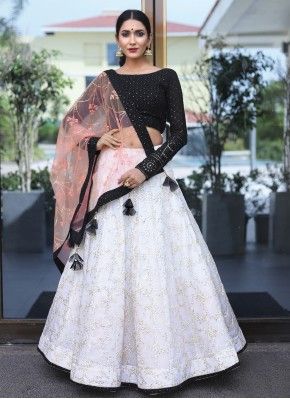 Orang India, Indian Wedding Lehenga, White Lehenga, Navratri Dress, Black Lehenga, Georgette Lehenga, Work Lehenga, Lehenga Style, Choli Designs