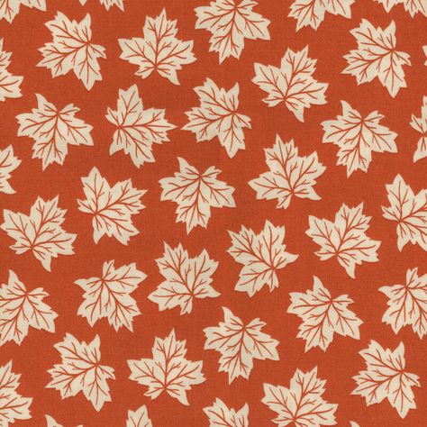 Shades of Autumn from Riley Blake Designs celebrates the changing of the seasons with shades of orange and cream in patterns that feature florals, plaid, and even pumpkins. Add some lovely accents to any autumn project with this fabric featuring tossed maple leaves on a warm orange background. Width: 42"/43" Material: 100% Cotton Swatch Size: 8" x 8" Rust Aesthetic, Polka Dot Pumpkin, Laser Cut Kit, Marcus Fabric, Birdhouse Designs, Fall Patterns, Orange Pattern, Leaf Background, Winter Wood