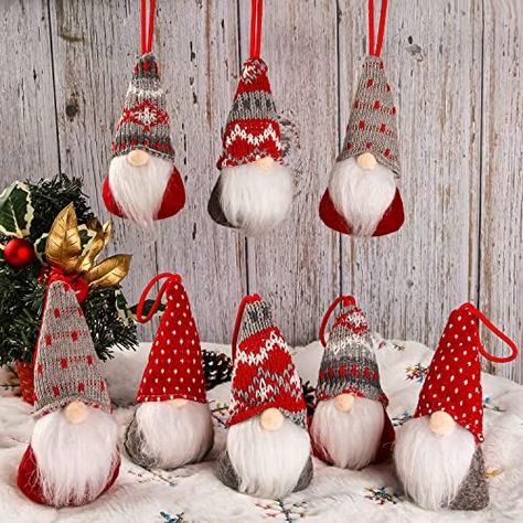 Christmas Gnomes Hanging Ornaments Set of 8, Swedish Gnome Handmade Plush Santa Elves Christmas Tree Hanging Decorations Holiday Xmas Decorations : Amazon.co.uk: Home & Kitchen Santa Elves, Elves Christmas, Elf Christmas Tree, Cozy Christmas Decor, Gnome Christmas, Navidad Diy, Christmas Gnomes, Handmade Plush, Hanging Decorations