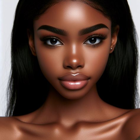 Image Creator Black Female Portrait, Imvu Heads, Skin Reference, Faces Female, Apartment Tips, Black Glamour, Tattoos For Black Skin, Girls Magazine, Dark Skin Beauty