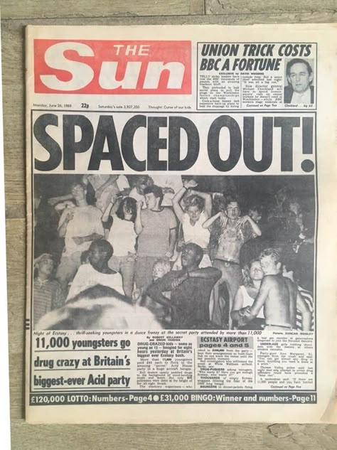 Warehouse Rave, Acid House Rave, Arts Education Quotes, Rave Aesthetic, Tabloid Newspapers, Acid House, Newspaper Design, Rave Party, Funny Tattoos