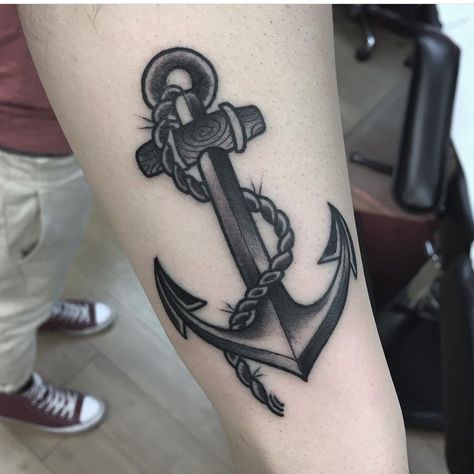 Anchor Tattoo For Men Traditional, Trad Anchor Tattoo, Black Anchor Tattoo, Ancora Tattoo, Traditional Anchor Tattoo, Icon Tattoo, Left Arm Tattoos, Wrist Tattoo Ideas, American Traditional Tattoo Ideas