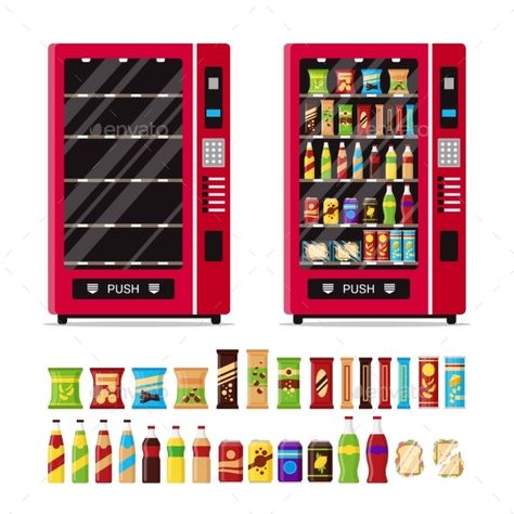 Empty and Full Vending Machine with Snacks #Full, #Empty, #Vending, #Snacks Candy Machine Illustration, Vending Machine Drawing, Vending Machine Illustration, Vending Machine Design, Expression Challenge, Vending Machine Snacks, Snack Machine, Paper Dolls Clothing, Paper Toys Template