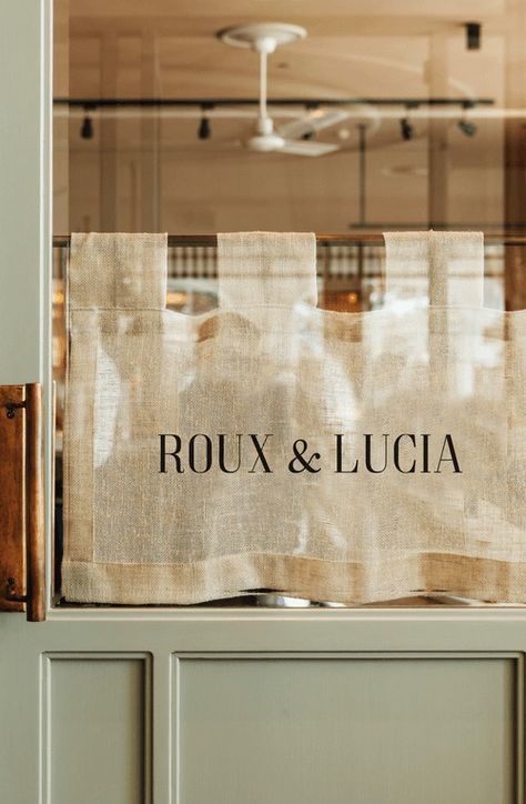 Roux & Lucia Italian Store Design, Cafe Design Ideas Creative, French Restaurant Interior, Restaurant Signage, Retro Cafe, Cafe Door, French Cafe, French Restaurants, Cafe Interior Design