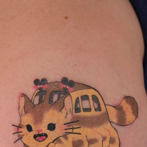 Cat Bus Tattoo, Bus Tattoo, Cat Bus, Tattoo Toronto, Studio Ghibli Tattoo, Ghibli Tattoo, Kawaii Tattoo, Small Cat, Studio Ghibli