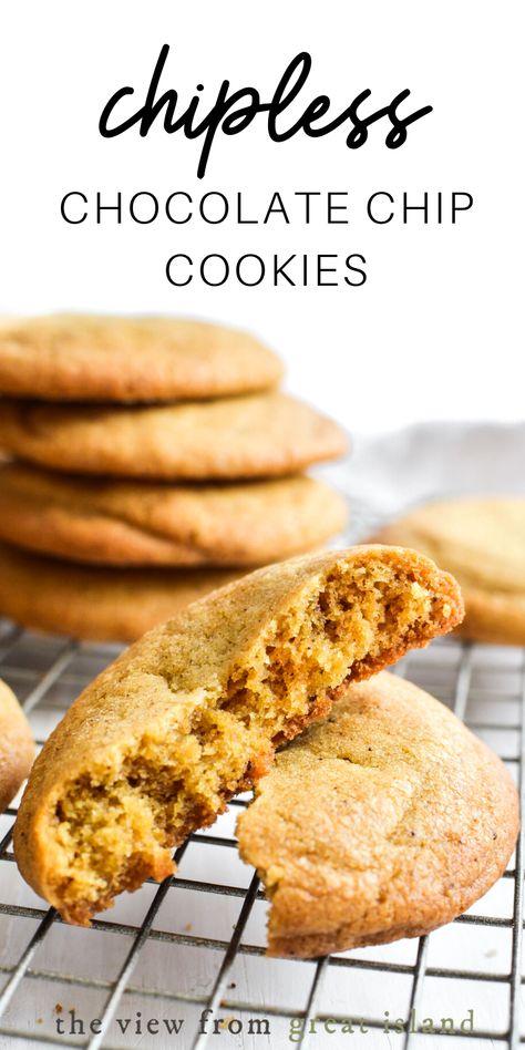 Chocolate Chipless Cookie Recipe, Plain Cookie Recipe, Basic Cookie Recipe, Caramel Dessert, Plain Cookies, Basic Cookies, Buttery Cookies, Best Chocolate Chip Cookie, Oatmeal Chocolate Chip Cookies