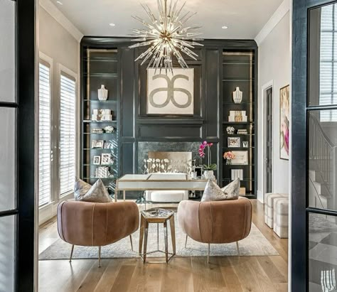 Glam Home Office Ideas, Industrial Home Office Design, Office Space Inspiration, Glam Office, Industrial Home Offices, Industrial Glam, Home Office Closet, Kb Homes, Glam Modern