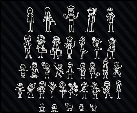 Car Sticker Ideas, Truck Window Stickers, Family Car Decals, People Drawings, Stick Family, Stick Figure Family, Decal For Car, Sticker Ideas, Stick Figure