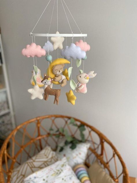 Woodland mobile Baby mobile girl Shabby chic nursery decor | Etsy Dragon Mobile, Dragon Nursery, Mobile Girl, Pink Mobile, Woodland Mobile, Shabby Chic Nursery, Chic Nursery, Deer Baby