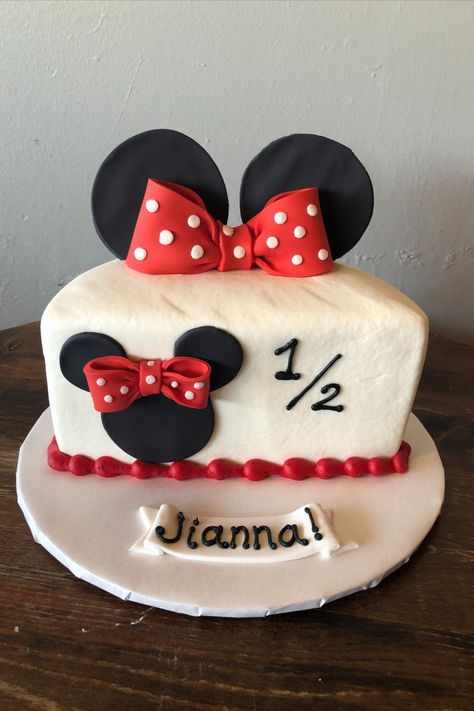 Minnie Mouse Half Birthday Cake, 6 Months Half Cake, Mickey Mouse Half Birthday Cake, 1/2 Cake 6 Months, Half Birthday Ideas For Girls 6 Months Cake, 6 Months Birthday Cake For Girl, Half Year Birthday Cakes 6 Months, 1/2 Birthday Cake 6 Months Girl, Minnie Mouse Half Birthday