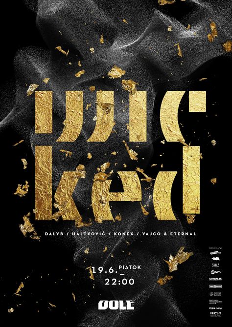 Krzysztof Iwanski on Behance Wicked Poster, Gold Typography, Bling Design, Poster Fonts, Gold Poster, Palette Inspiration, Flyer And Poster Design, Publication Design, Book Design Layout