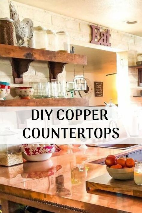 Countertop Decor Ideas Kitchen, Decoration Ideas Kitchen, Copper Countertops, Countertop Decor Ideas, Farmhouse Kitchen Diy, Painting Laminate Countertops, Diy Concrete Counter, Circle Ideas, Countertop Makeover