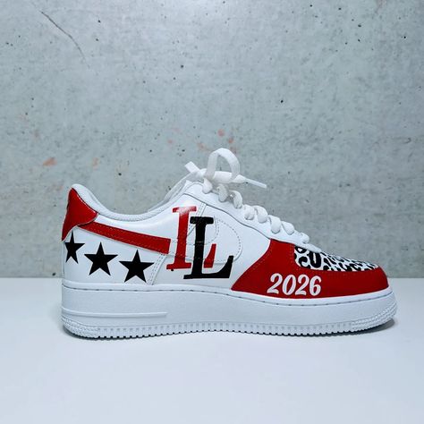 #CustomNikeAirForce1 #LovejoyLeopards #TexasHighSchoolFootball #LeopardsFootball #CustomSneakers #TeamSpirit #FootballCulture #HandPaintedShoes #UniqueFootwear #AirForce1Custom #HighSchoolFootball #LeopardPride #TexasFootball Custom School Spirit Shoes, School Spirit Shoes, Painted Air Force 1, Air Force 1 Sneakers, Texas Football, Air Force 1s, Air Force 1 Custom, Hand Painted Shoes, High School Football